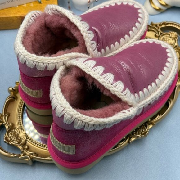 🆕 MOU 🧿 NWOT WOB Metallic & Glitter Pink Eskimo Ankle Boot, Sz EU 38 - Picture 7 of 12